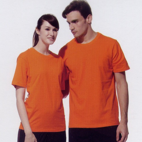 短袖圓領棉質T恤-橘色