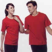 短袖圓領棉質T恤-紅色