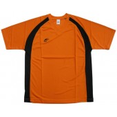 吸濕排汗短袖V領T恤-橘色x黑色