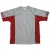 吸濕排汗剪接滾邊短袖T恤-灰色x深紅色